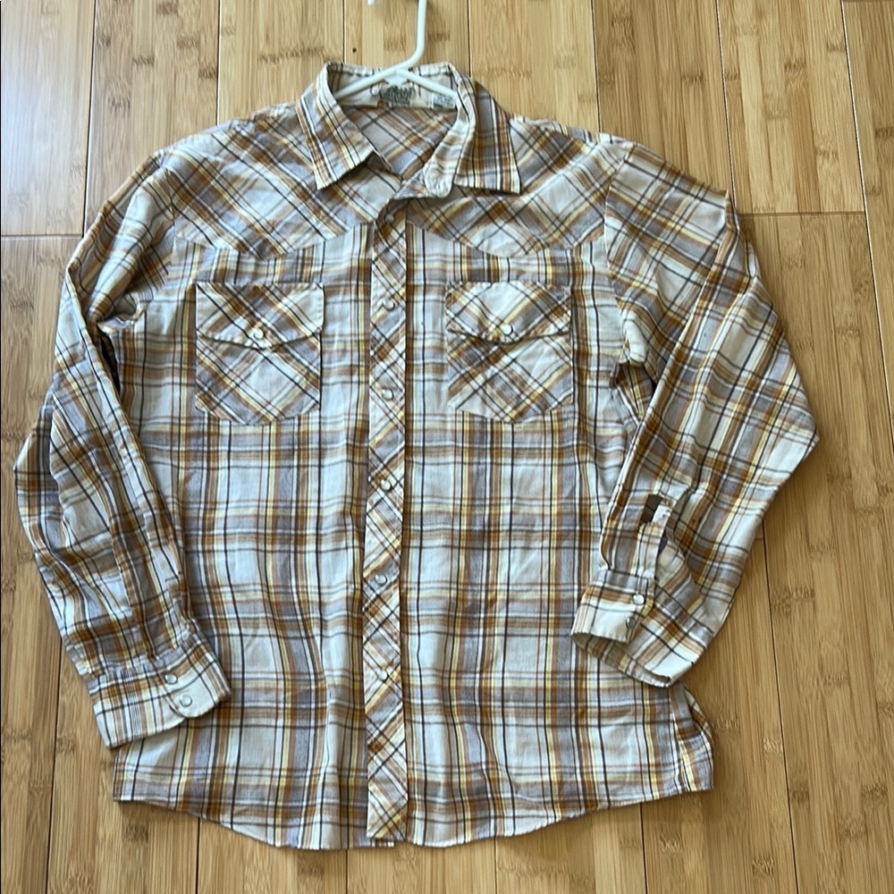 Vintage 70s Westernwear Plaid Button-Down Men’s Shirt Medium
